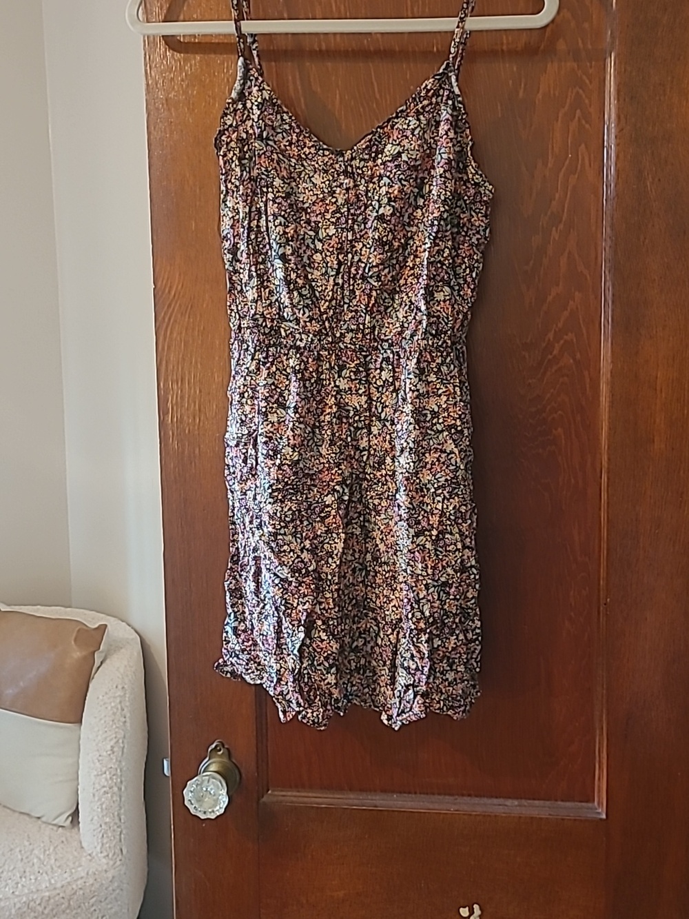 Mimi Chica Black Floral Spaghetti-Strap Mini Dress